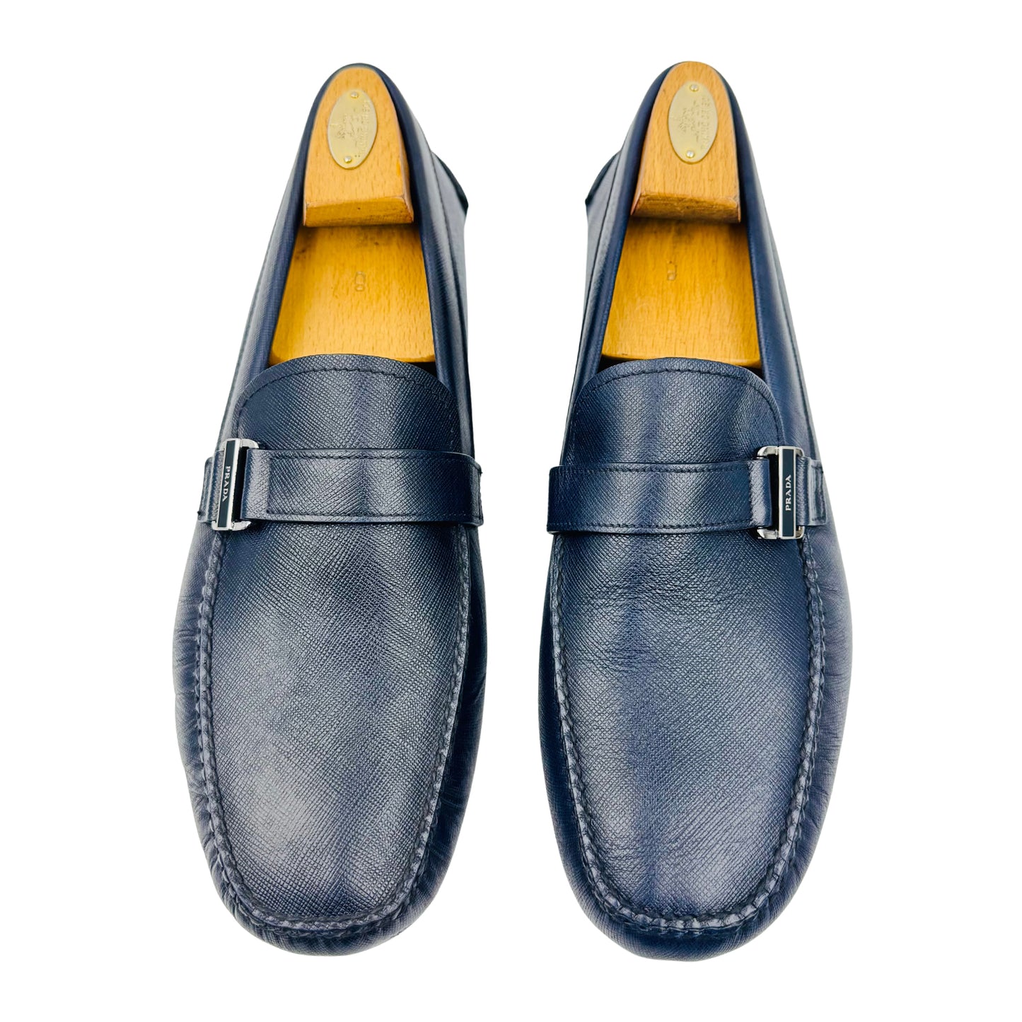 Prada Navy Saffiano Leather Loafers (Size 44) - 2DD113