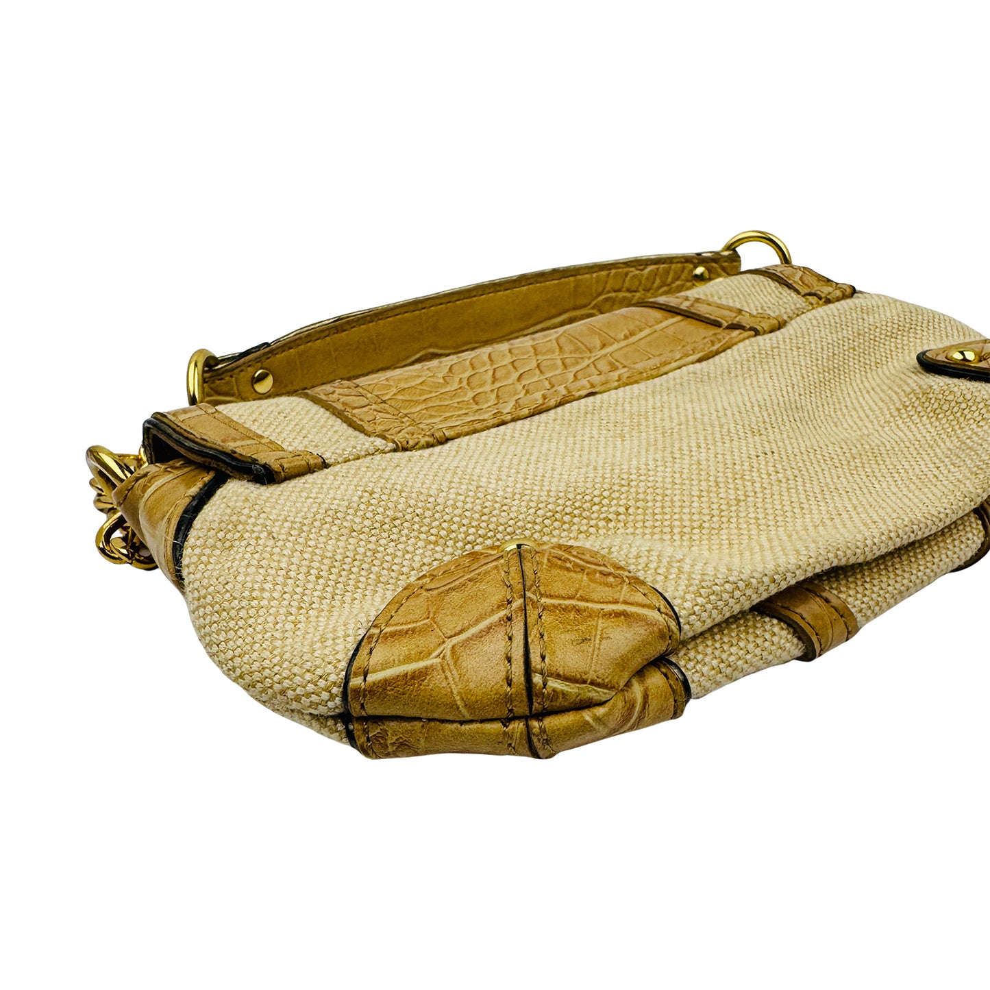 Valentino Garavani Croc-Embossed Tan Hand Bag