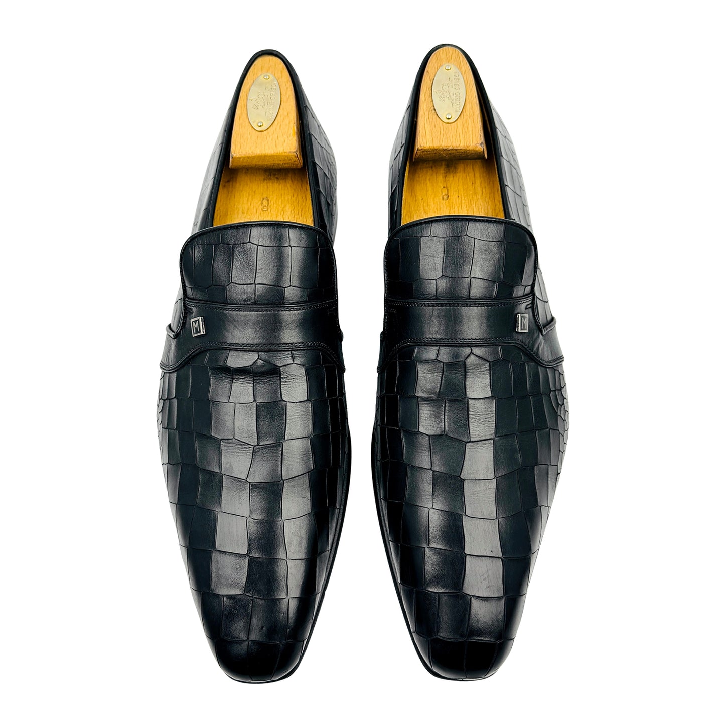 Magnanni Men's Black Croc Embossed Leather Shoes (Size 43)