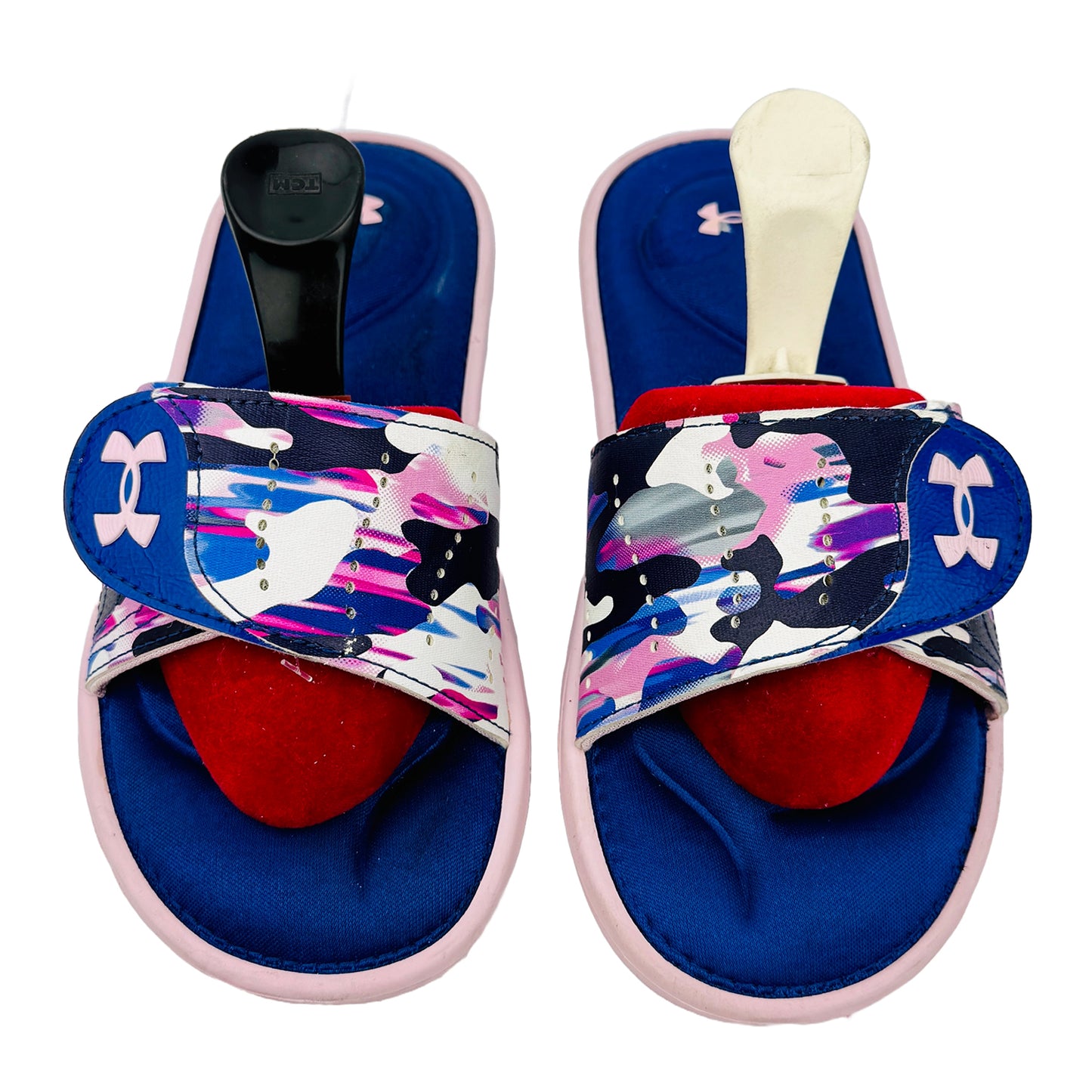 Front image of Under Armour Ignite VI Graphic Strap Slides (Size 36) - 3024454-600