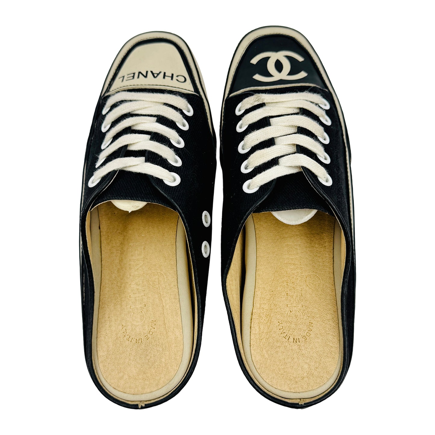 Chanel 'Black Off-White' Italian Mule Slides (Size 38) - 5068-2