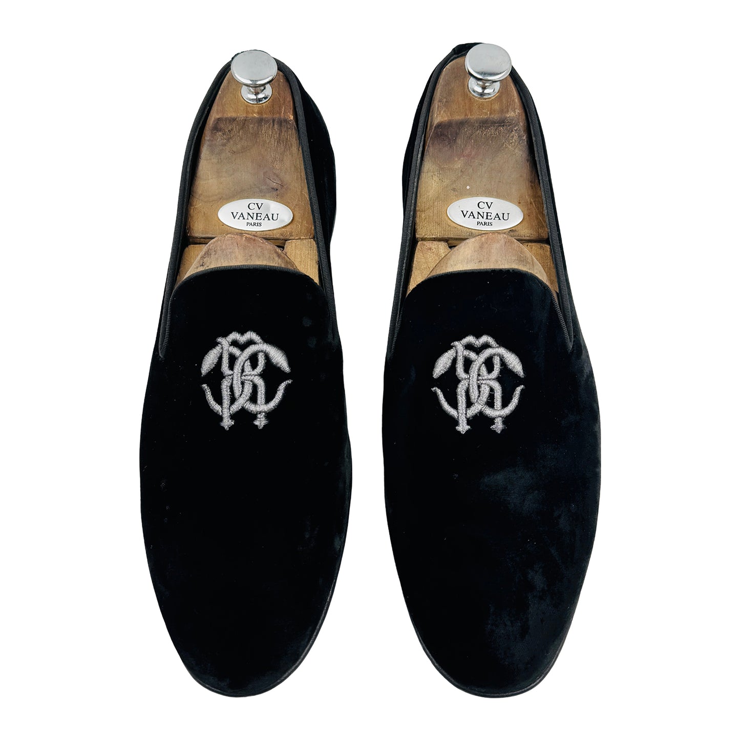 Roberto Cavalli Monogram Mirror Snake Black Loafers (Size 44)