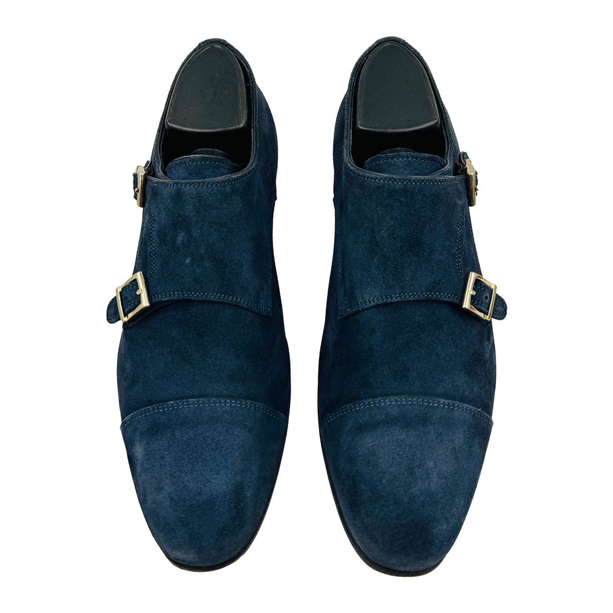 Santoni Blue Suede Monk Strap Shoes (Size 41.5)