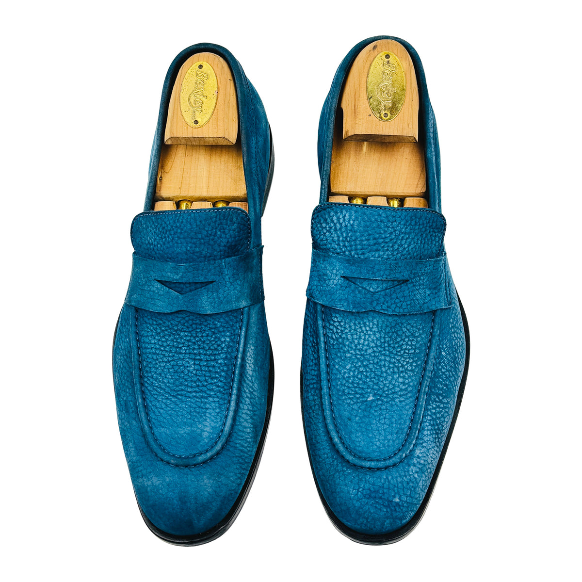 Geox Men's Teal Blue Leather Penny Loafers (Size 42)