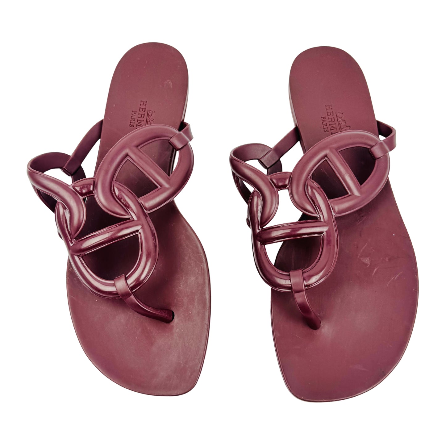 Hermès Women's Egerie 'Burgundy' Sandal Slippers (Size 37)