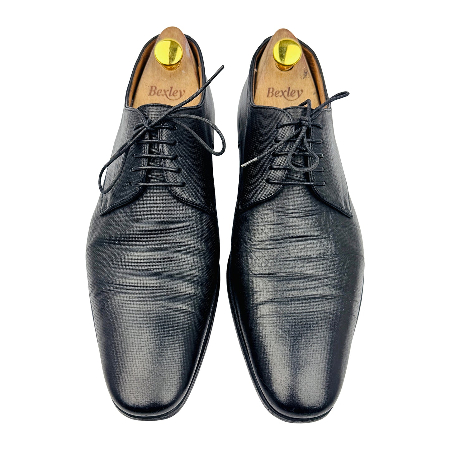Hugo Boss Men's Black Leather Derby Shoes (Size 43)