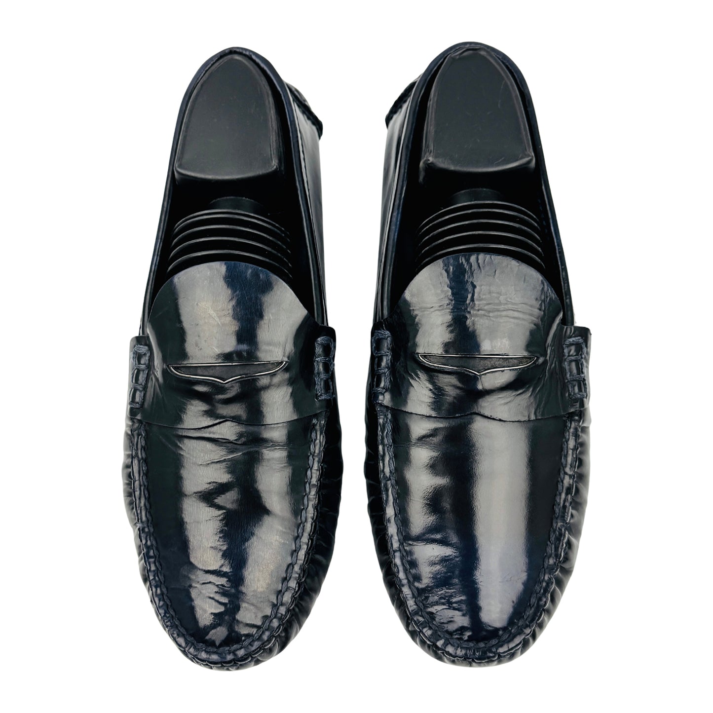 Louis Vuitton Black Patent Leather Penny Loafers (Size 40)