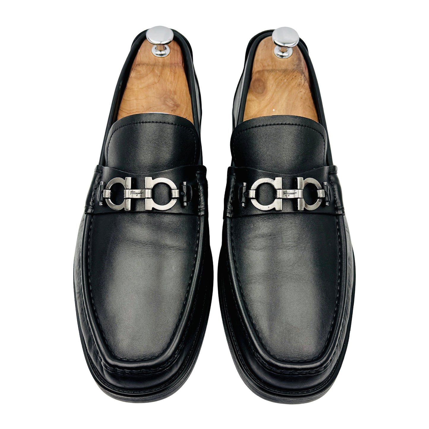 Salvatore Ferragamo Men's Gancini Ornament Black Loafers (Size 44/44.5)