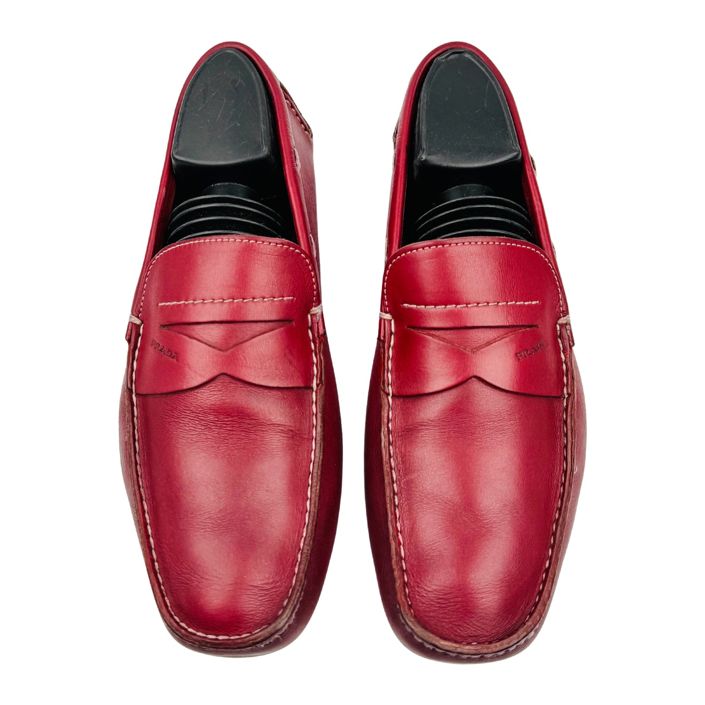 Prada Red Leather Penny Driving Loafers (Size 41)
