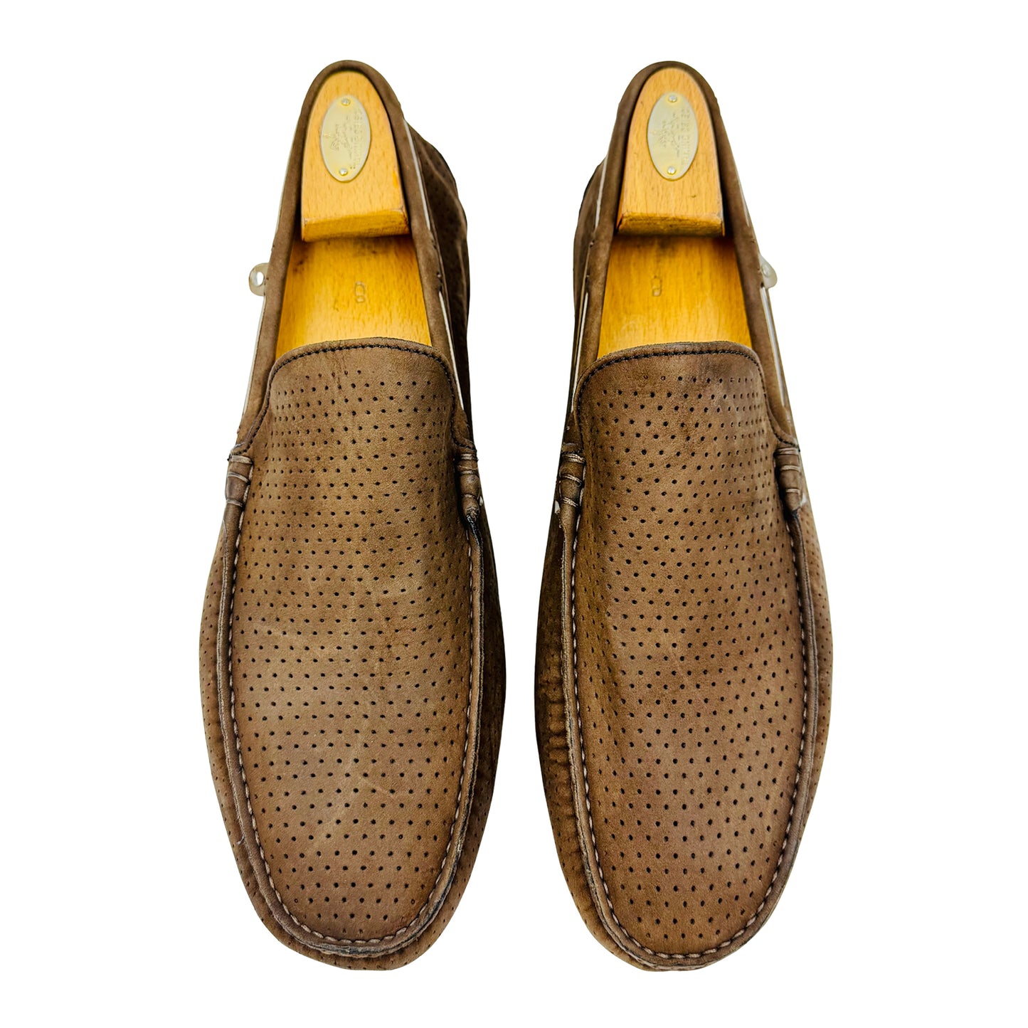 Patrizio Dolci Brown Italian Handmade Suede Loafers (Size 45)