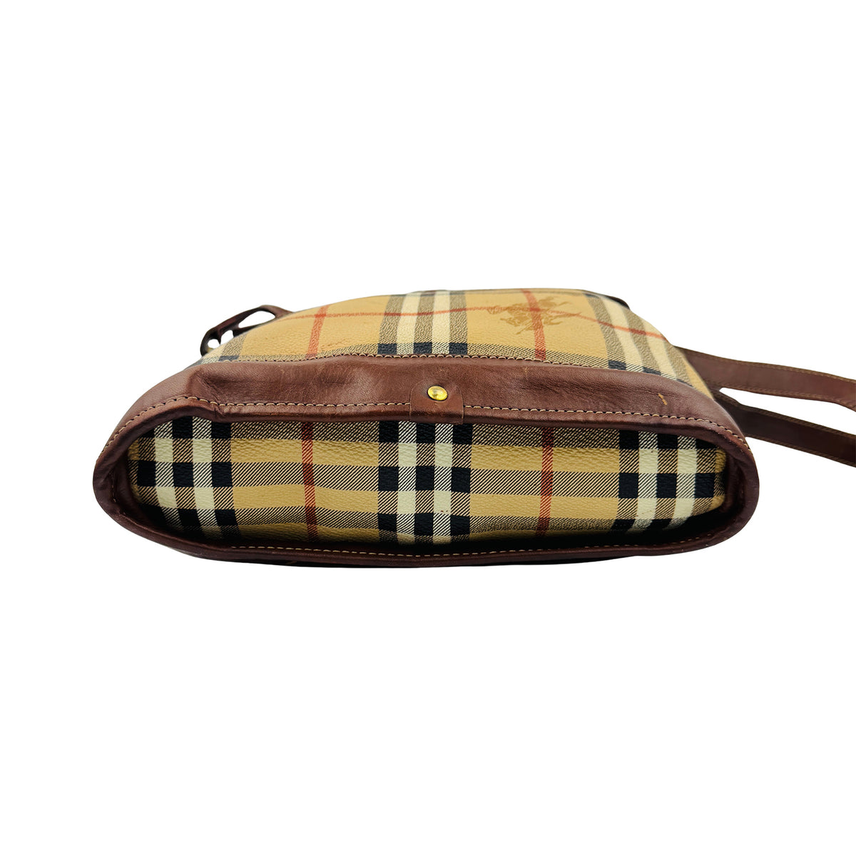 Burberry Nova Check Leather Buckle Shoulder Bag