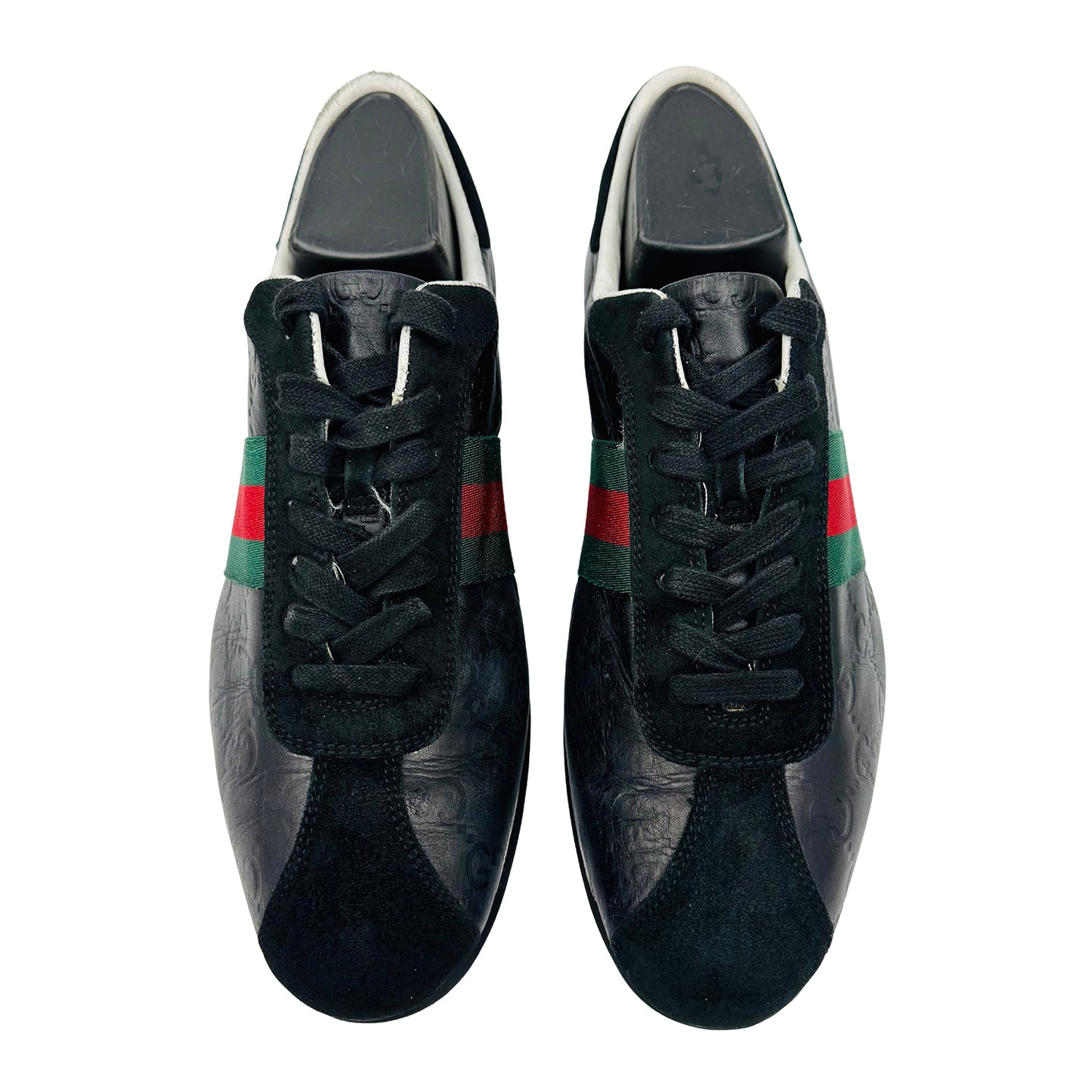 Gucci Men's Black Leather Suede Sneakers (Size 39.5/40)
