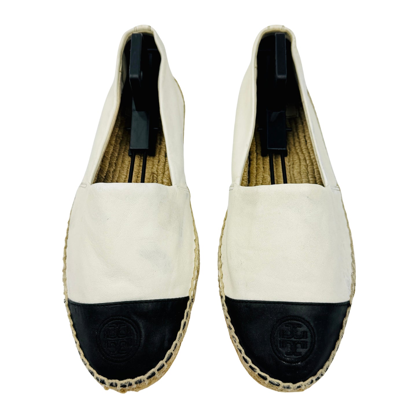 Tory Burch Off-White Cap-Toe Espadrille Shoes (Size 41)