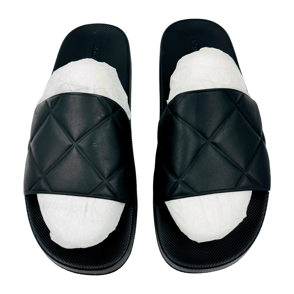 Bottega Veneta The Slider Black Rubber Slides (Size 42)
