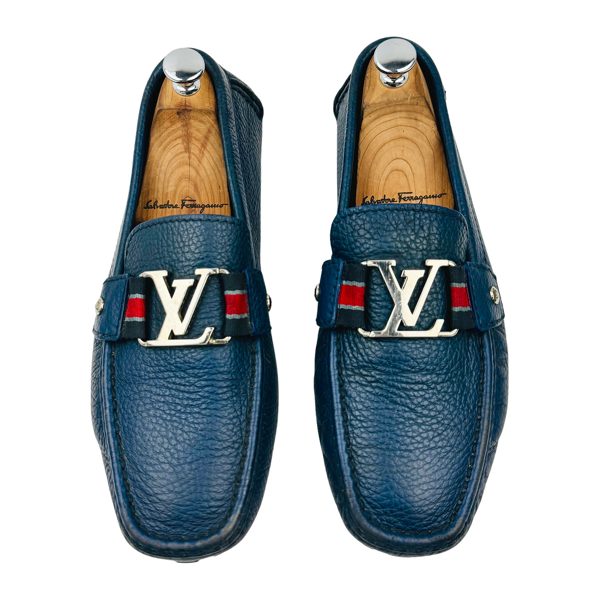 Louis Vuitton Monte Carlo Blue Leather Loafers (Size 42)