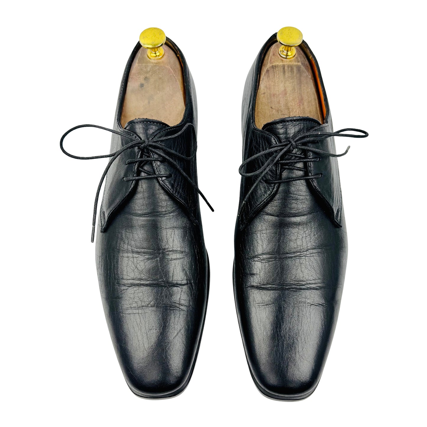 Santoni Men's Black Leather Italy Made Oxfords (Size 42)