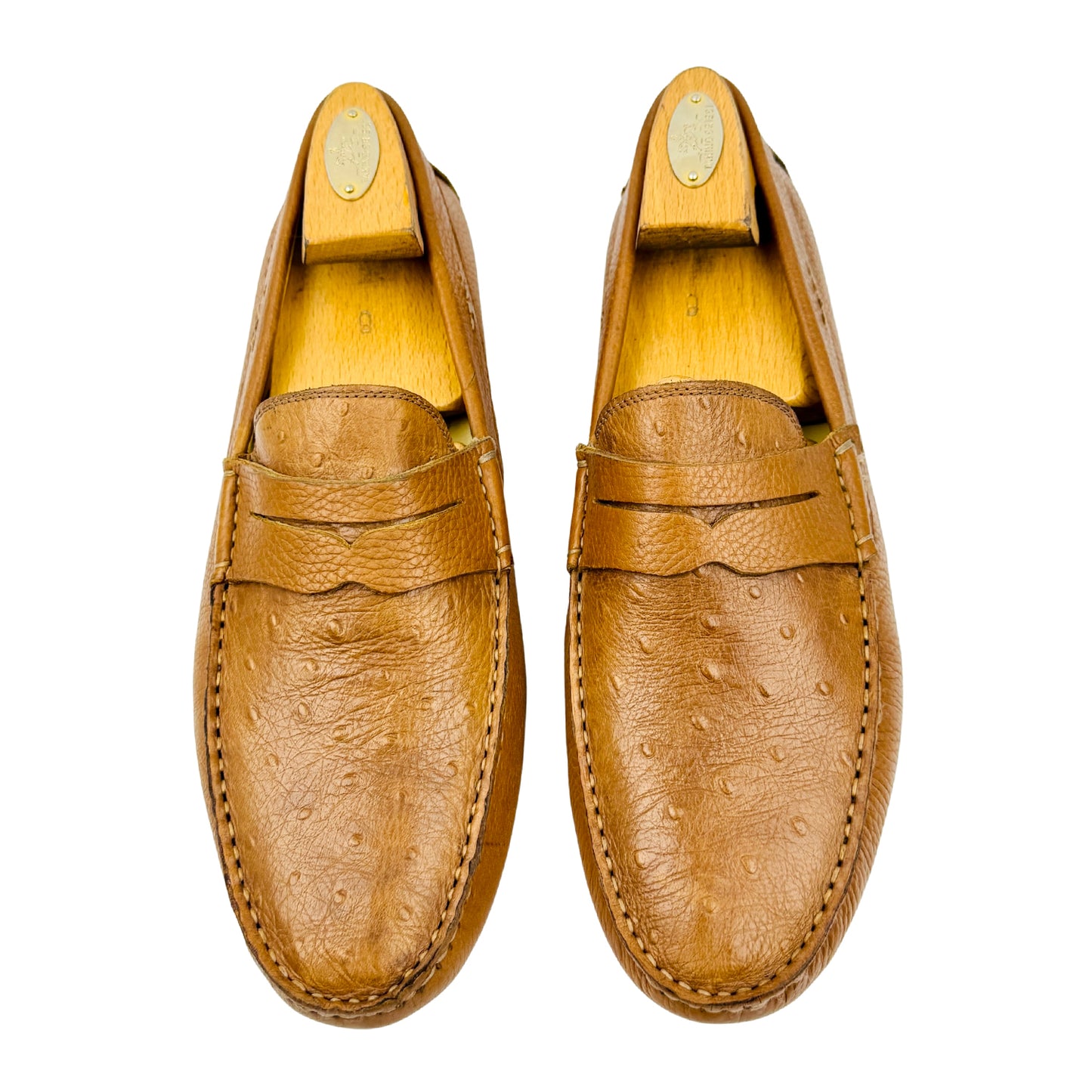Florina Ostrich-Embossed Leather Loafers (Size 43)