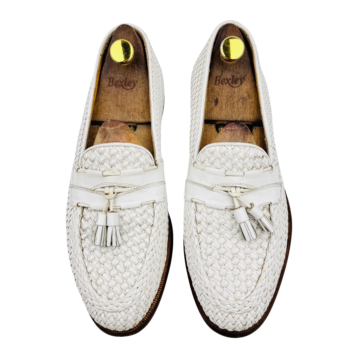 Bally Men's White Woven Leather Tassel Loafers (Size 43)