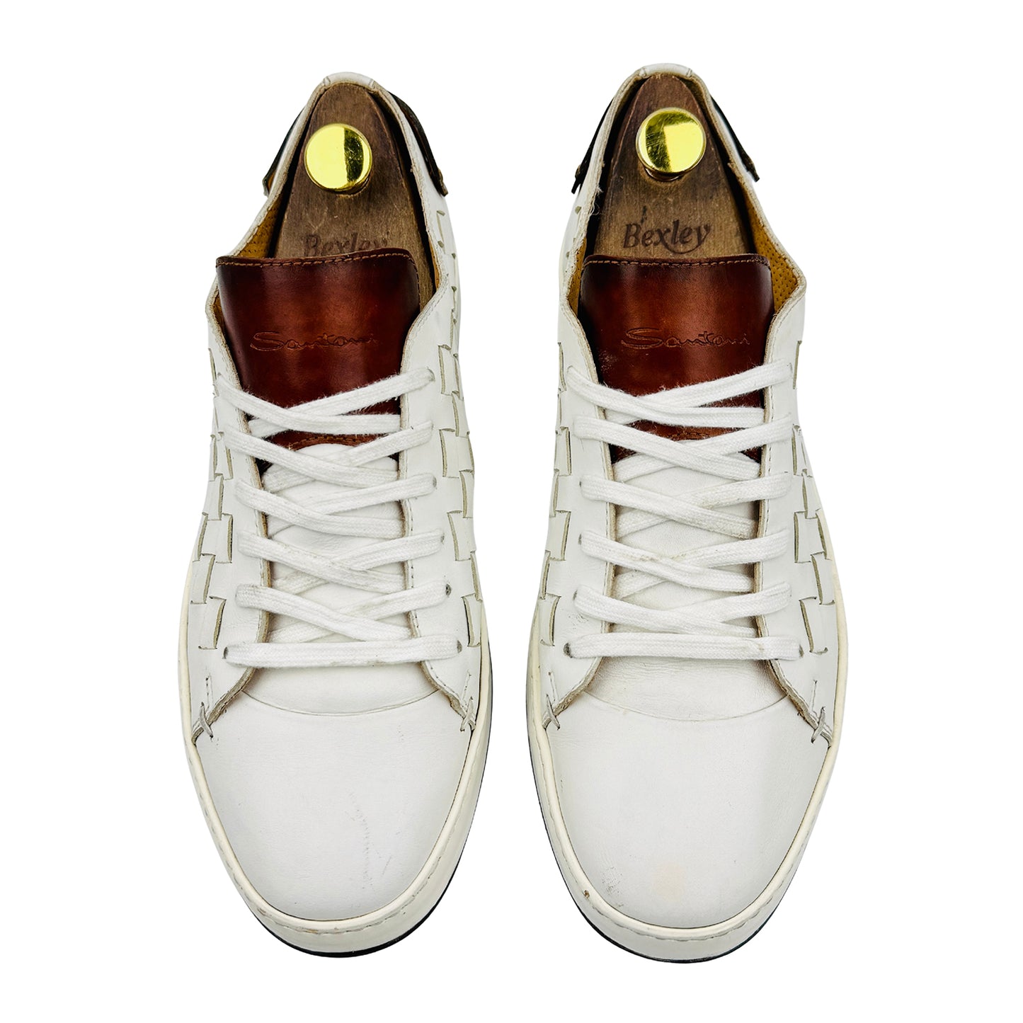 Santoni White Leather Low Top Sneakers (Size 42.5)