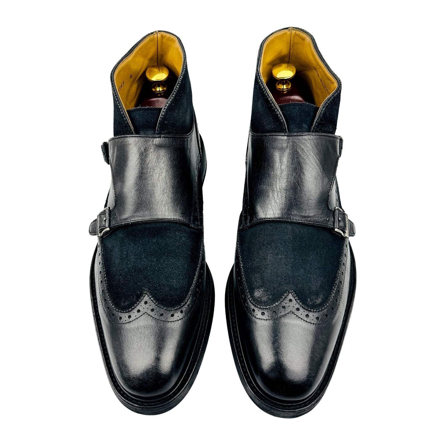 Calce Black Double Monk Strap Ankle Boots (Size 43.5)