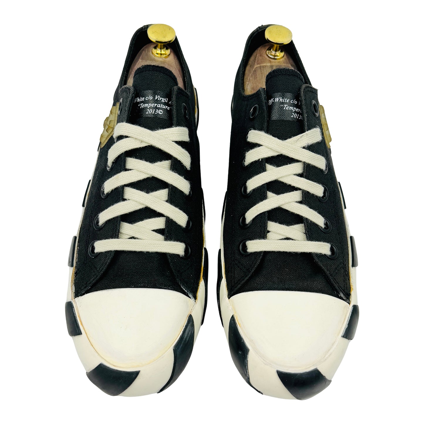Off-White Vulcanized Low-Top Striped Sneakers (Size 43)