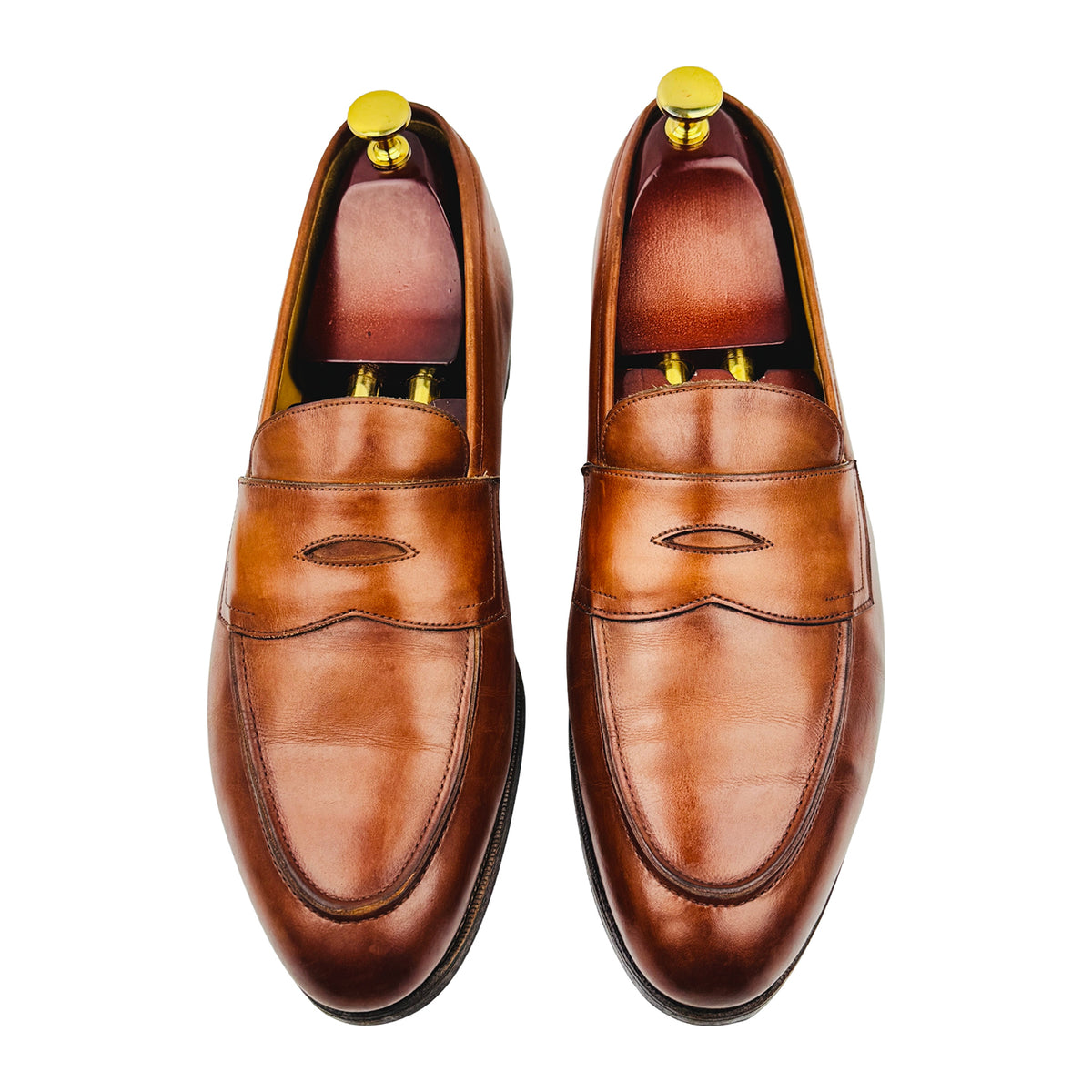 Edward Green Piccadilly 'Chestnut Antique' Leather Penny Loafers (Size 45)