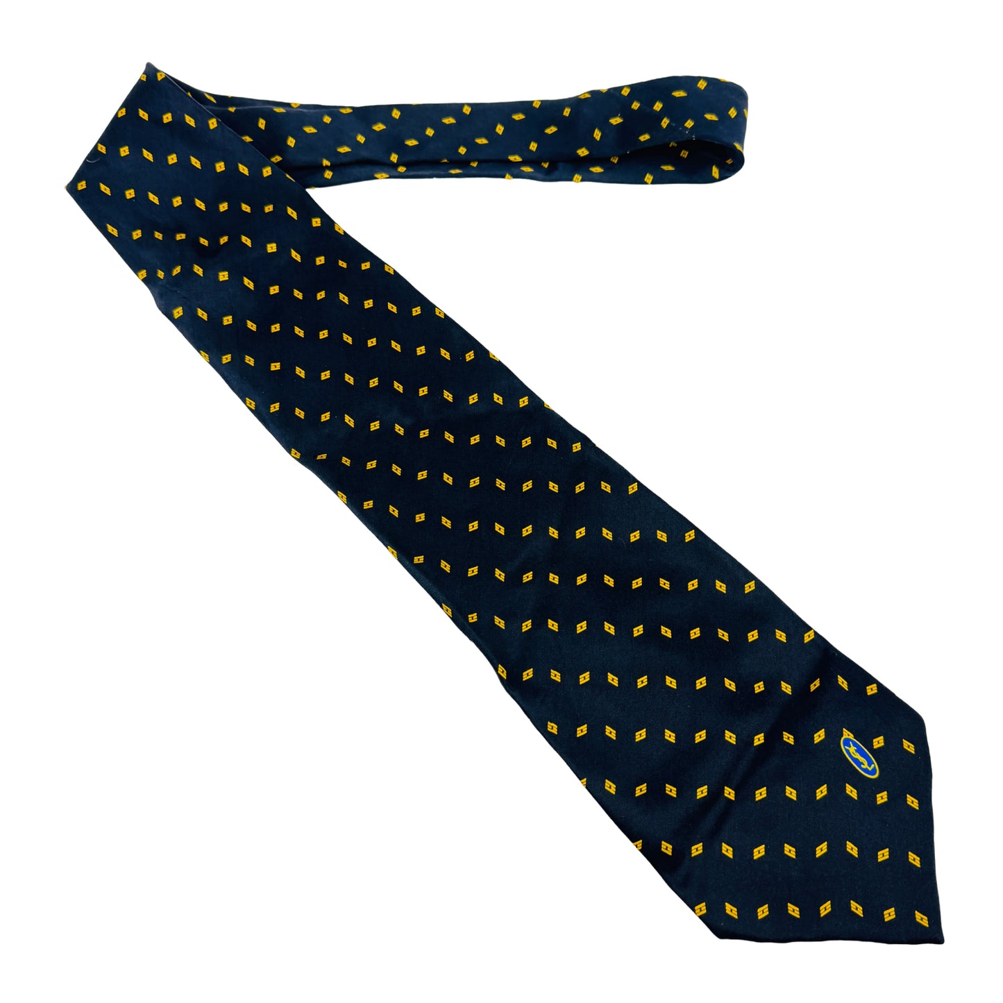 Yves Saint Laurent Dark Navy 'Geometric Motifs' Tie (Size Regular)