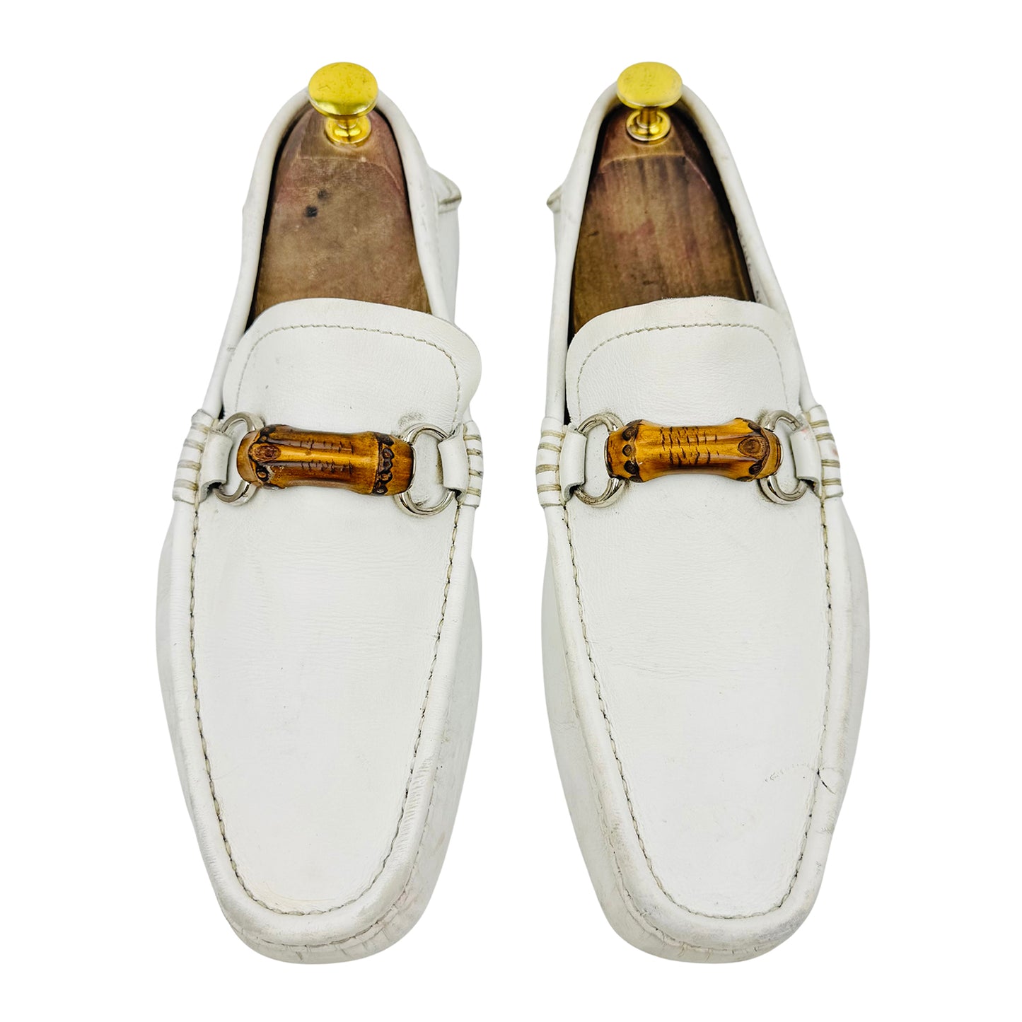 Gucci Bamboo Horsebit White Loafers (Size 41.5)