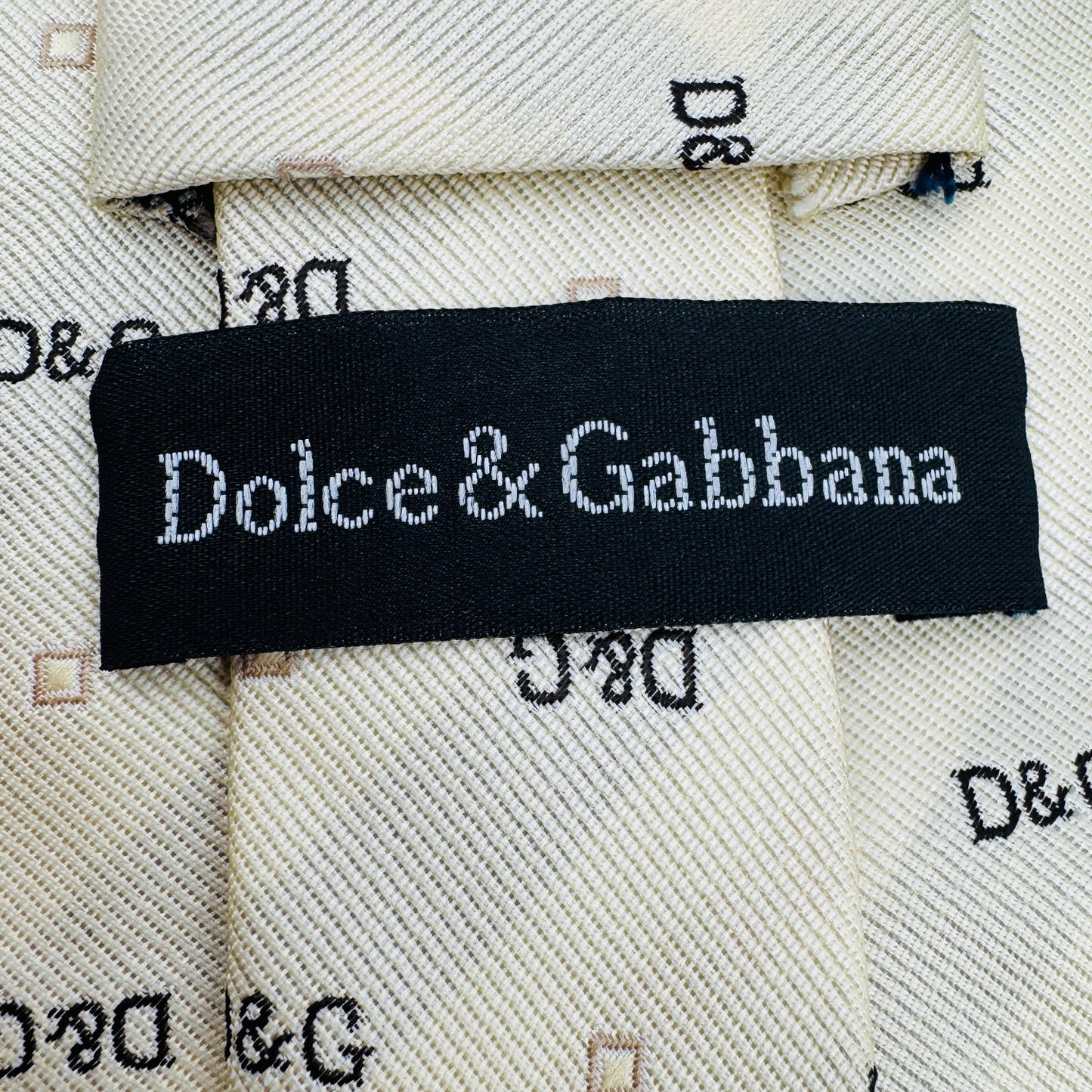 Dolce & Gabbana Light Beige 'Motifs' Silk Tie (Size Regular)