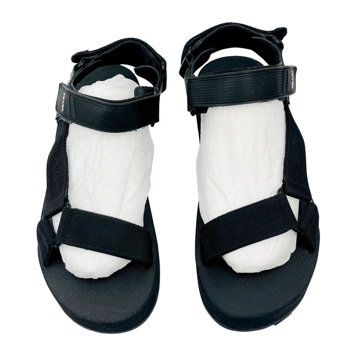 Prada Black Woven Canvas Nomad Sandals (Size 41)