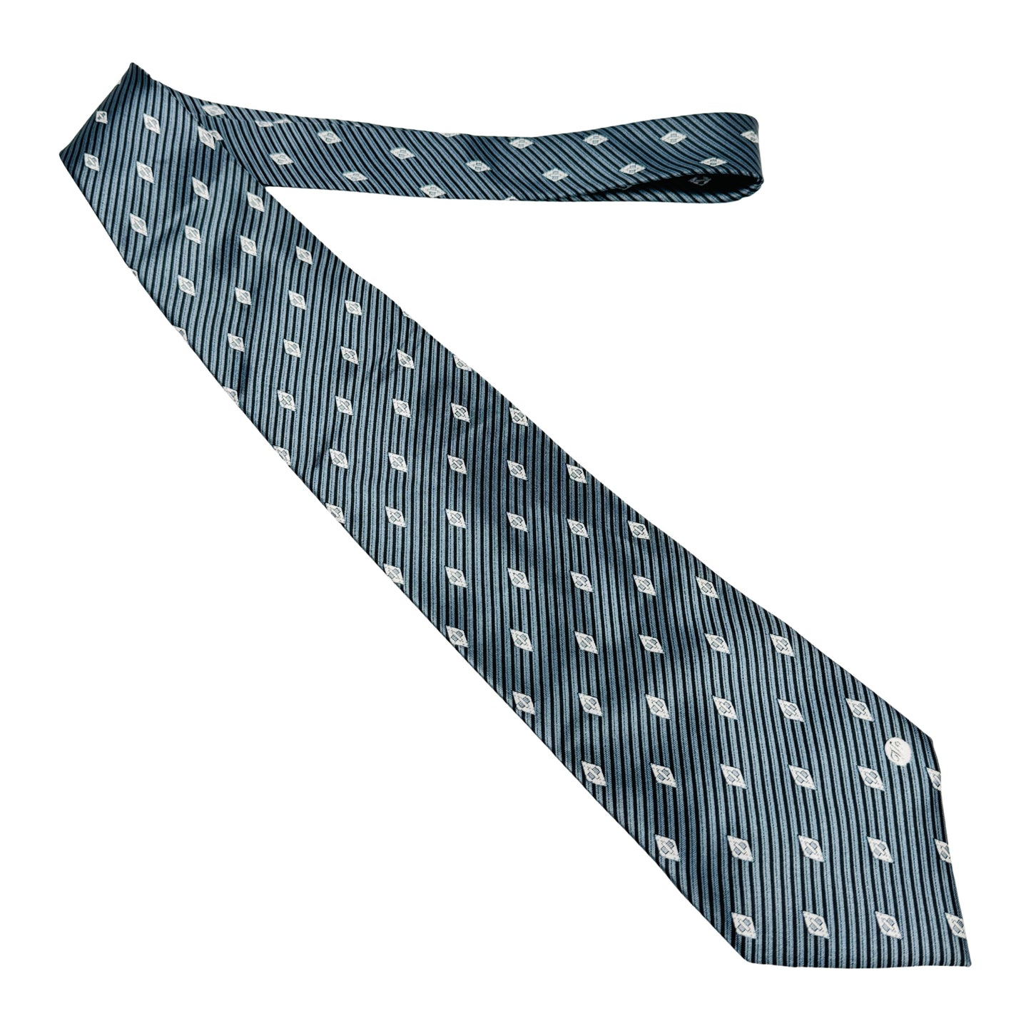 Versace Blue 'Geometric Motifs' Silk Tie (Size Regular)
