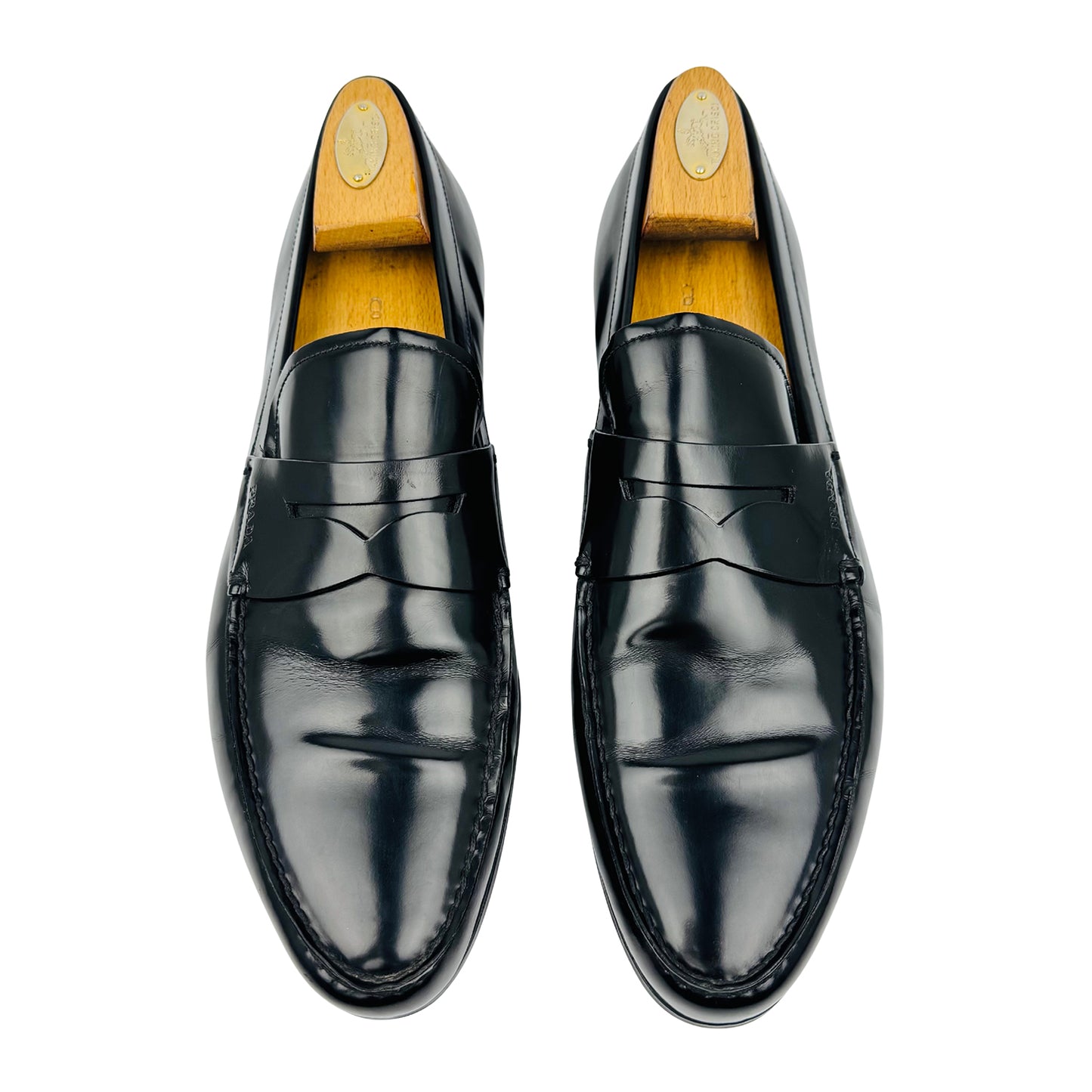 Prada Men's Black Leather Penny Loafers (Size 42.5/43)