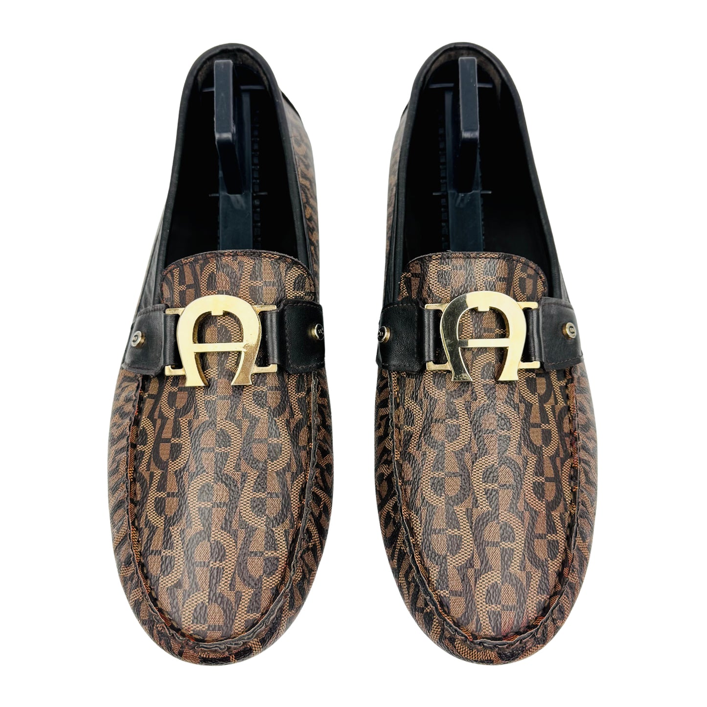 Aigner Men's Brown Black Leather Loafers (Size 42)