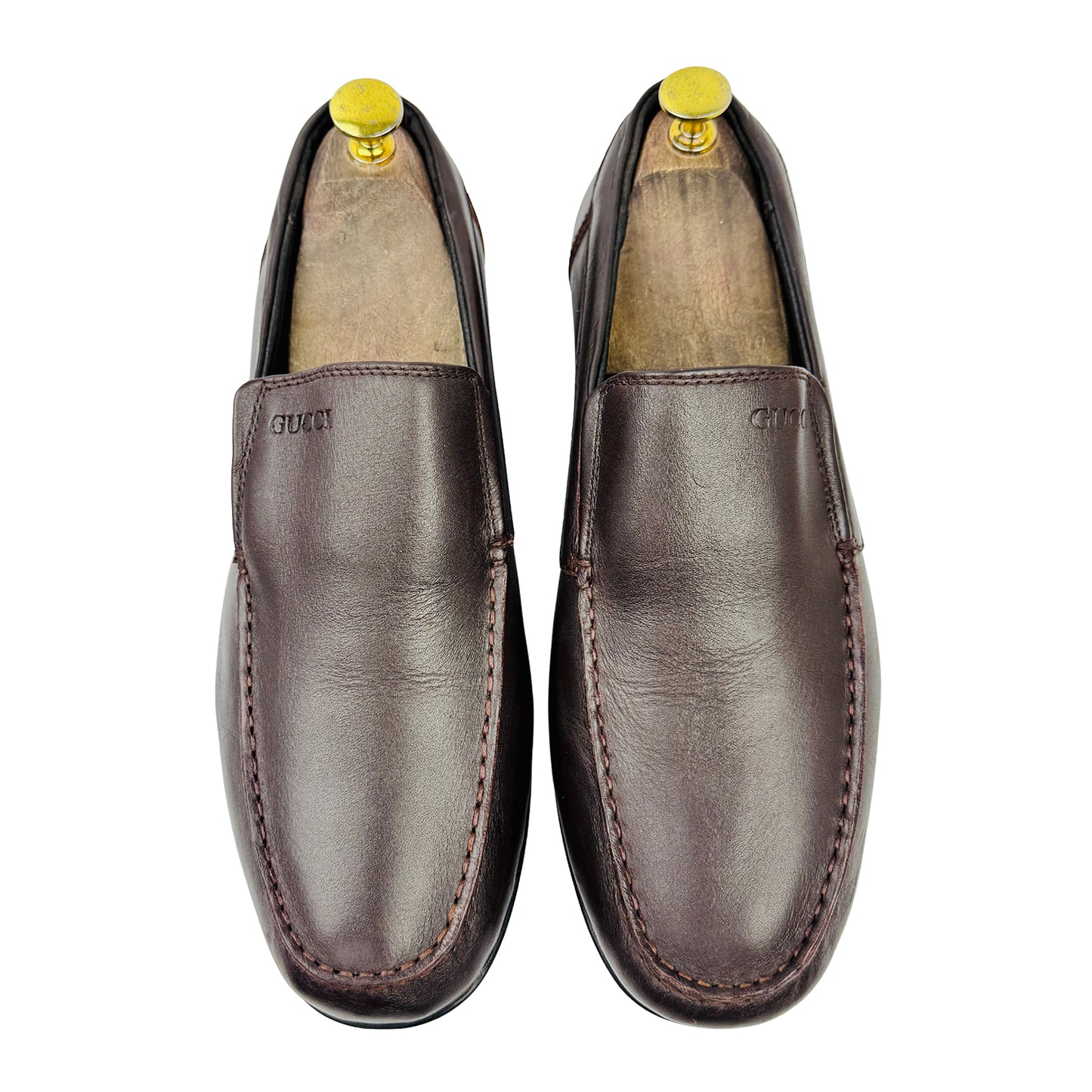 Gucci Men's Dark Brown Leather Driving Loafers (Size 42)
