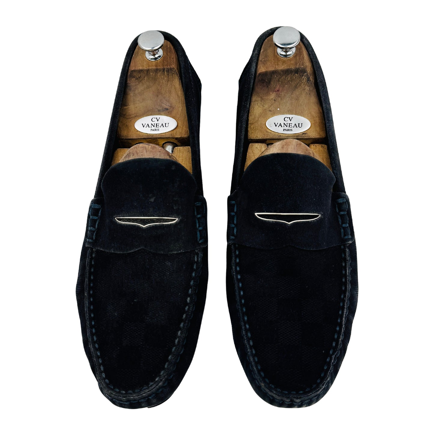 Louis Vuitton Men's Navy Blue Suede Loafers (Size 45/45.5)