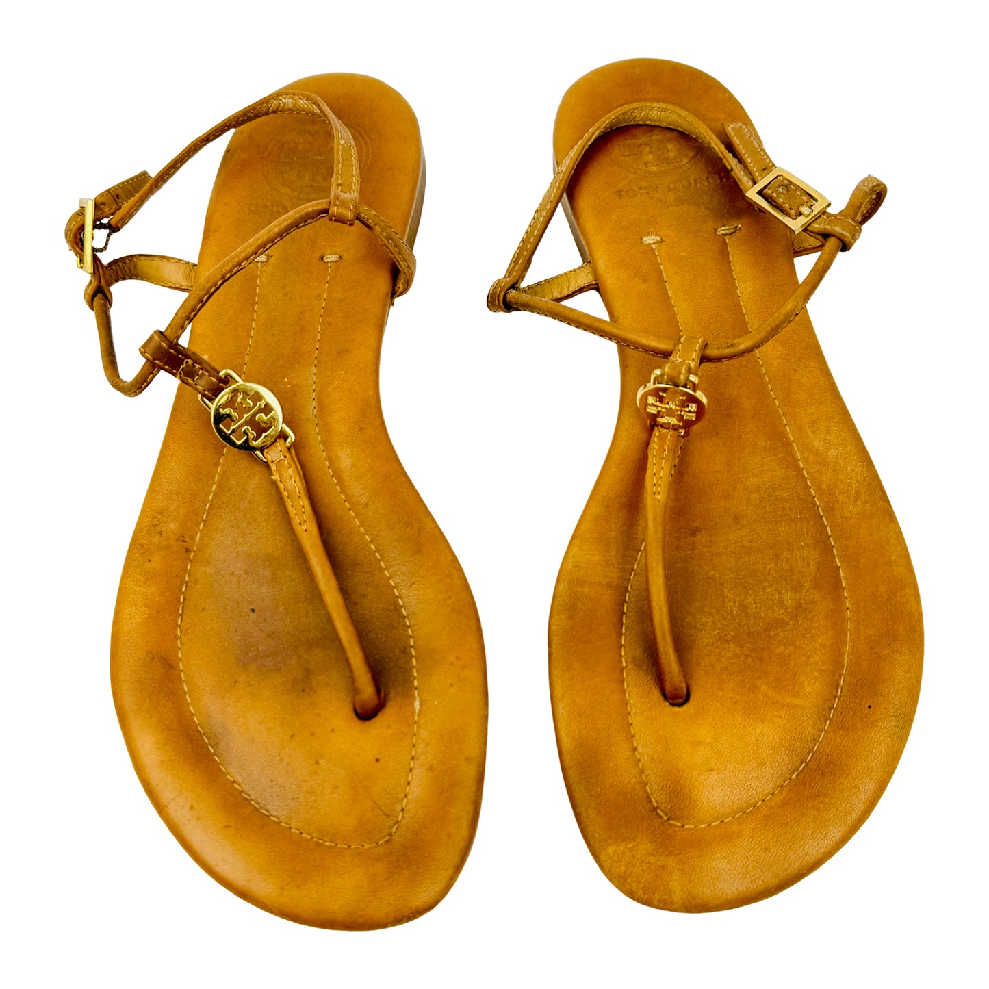 Tory Burch Emmy Leather Flat Sandals (Size 37/37.5)