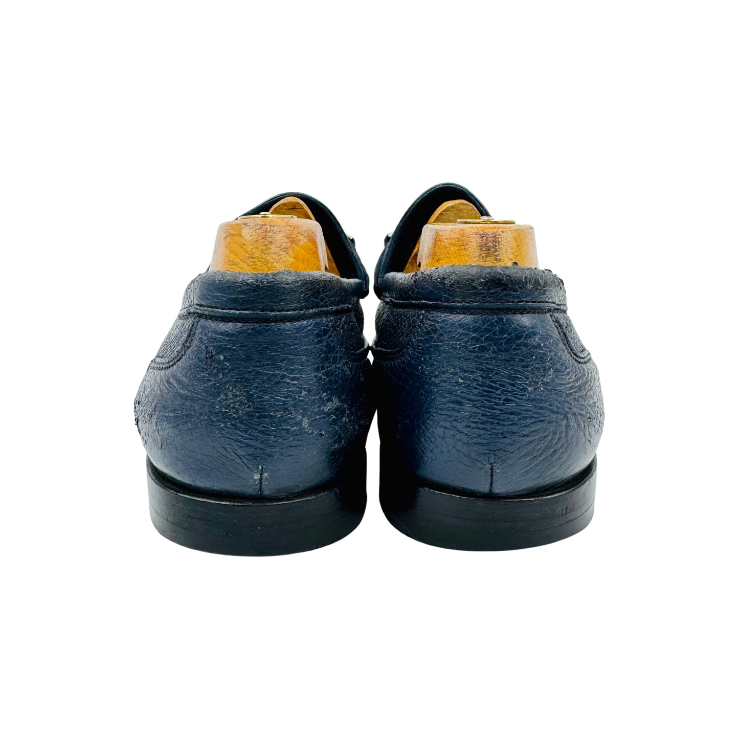 Bally Men's Blue Pebbled Leather Swiss Made Loafers (Size 42)