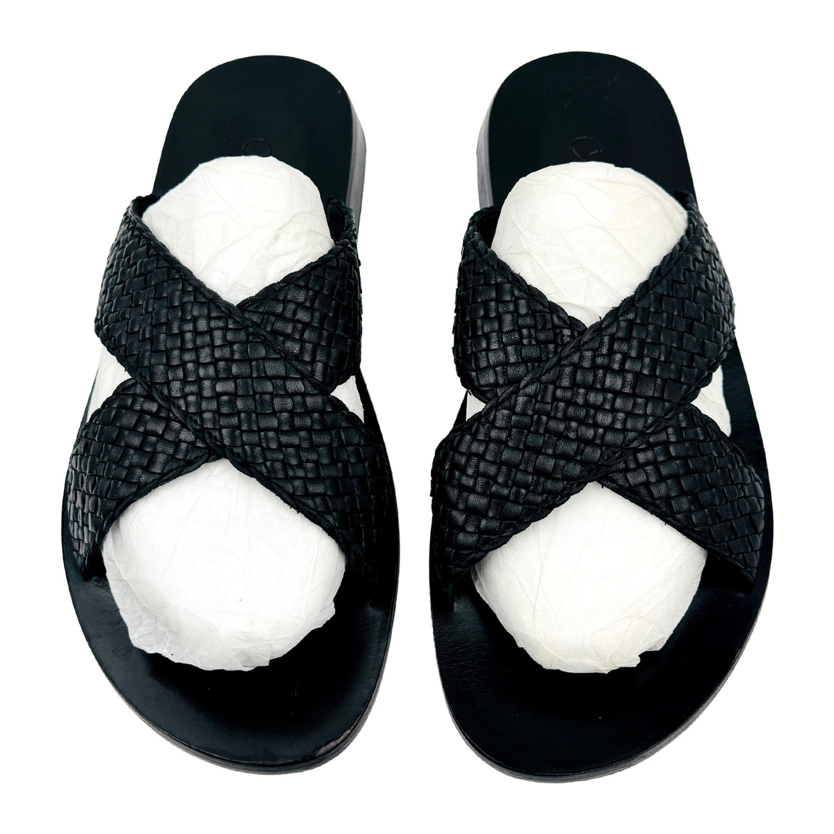 Cole Haan Woven Leather Cross Strap Slides (Size 44)