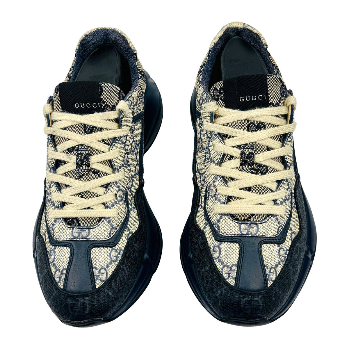 Gucci GG Rhyton Beige Blue Monogram Sneakers (Size 41) - 692909