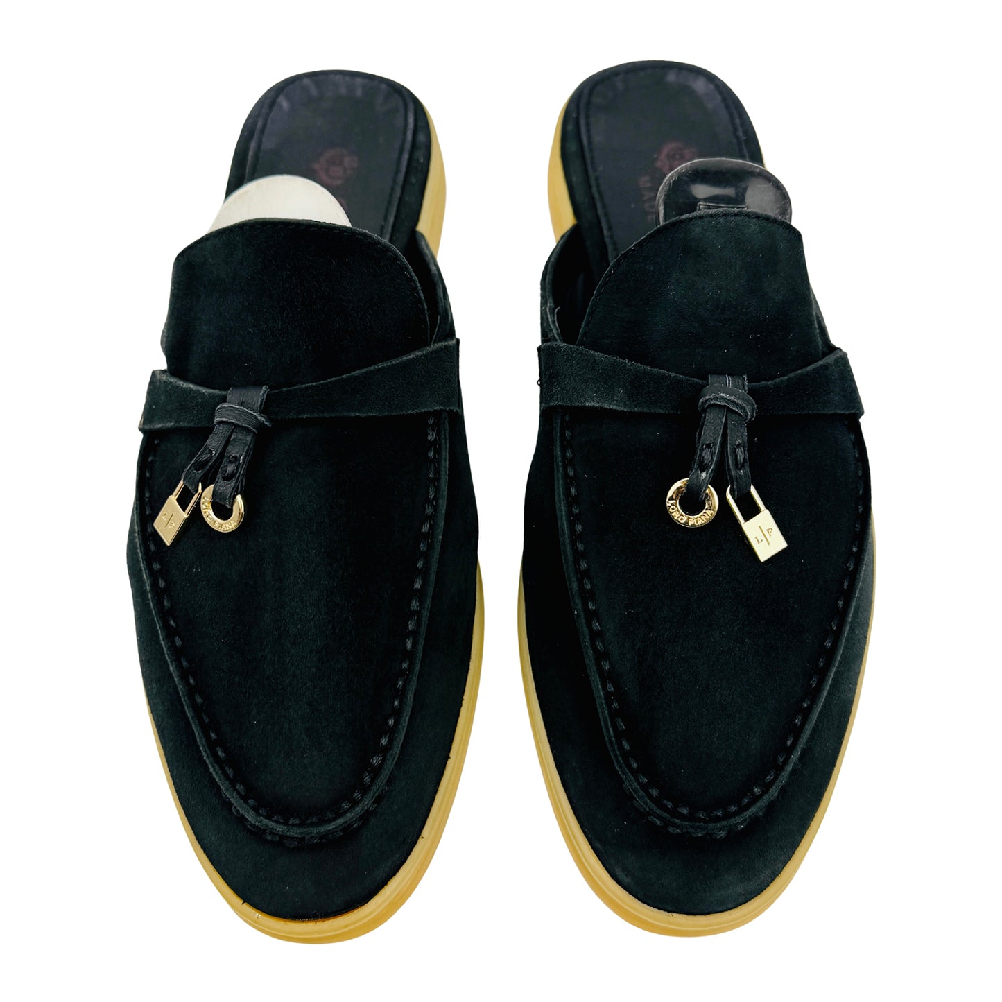 Loro Piana Babouche Charms Walk Black Mules (Size 36)