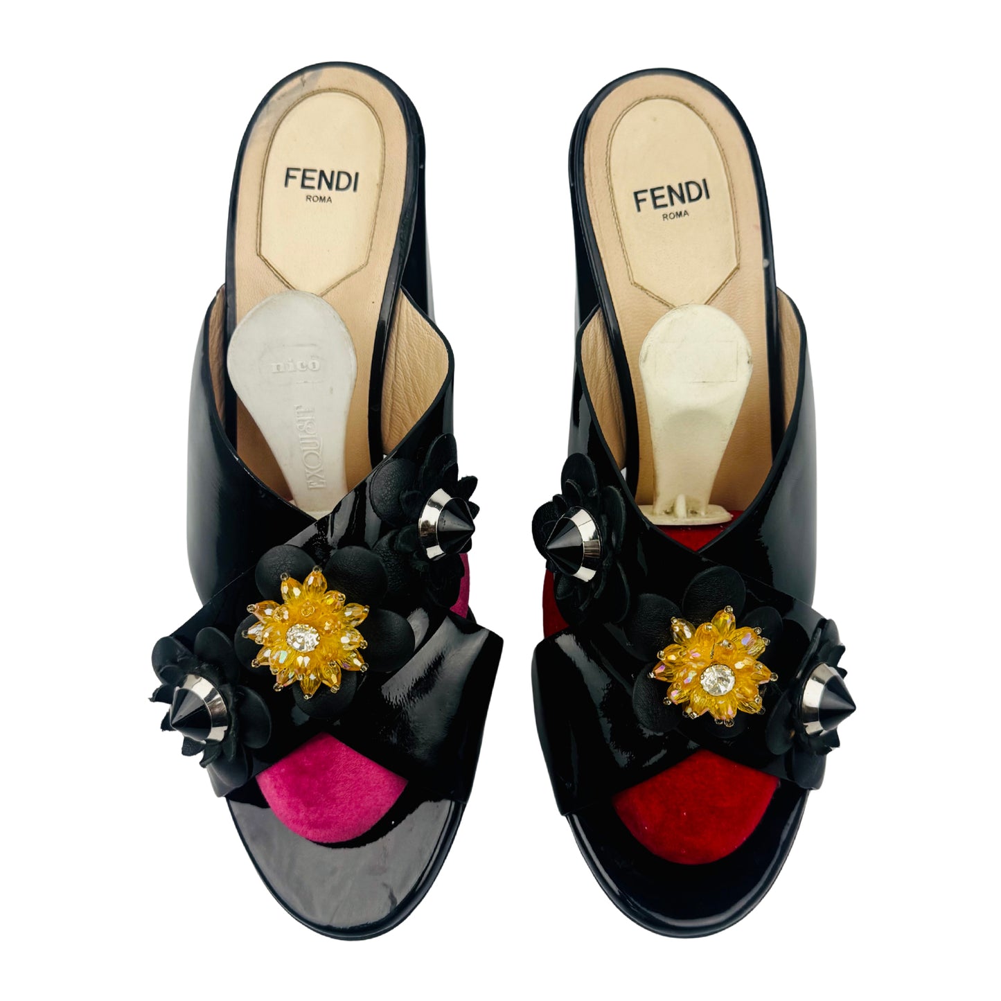 Fendi Women's Flowerland Patent Leather Heels (Size 39)