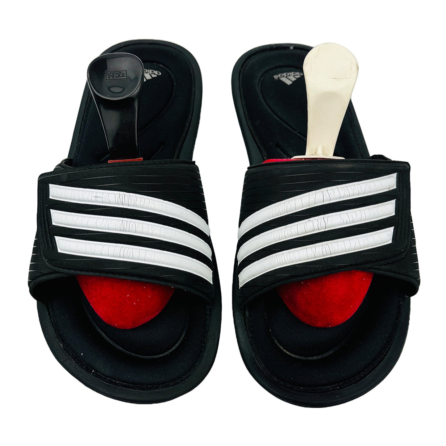 Front image of Adidas Caruvo Vario Black Slippers (Size 39)