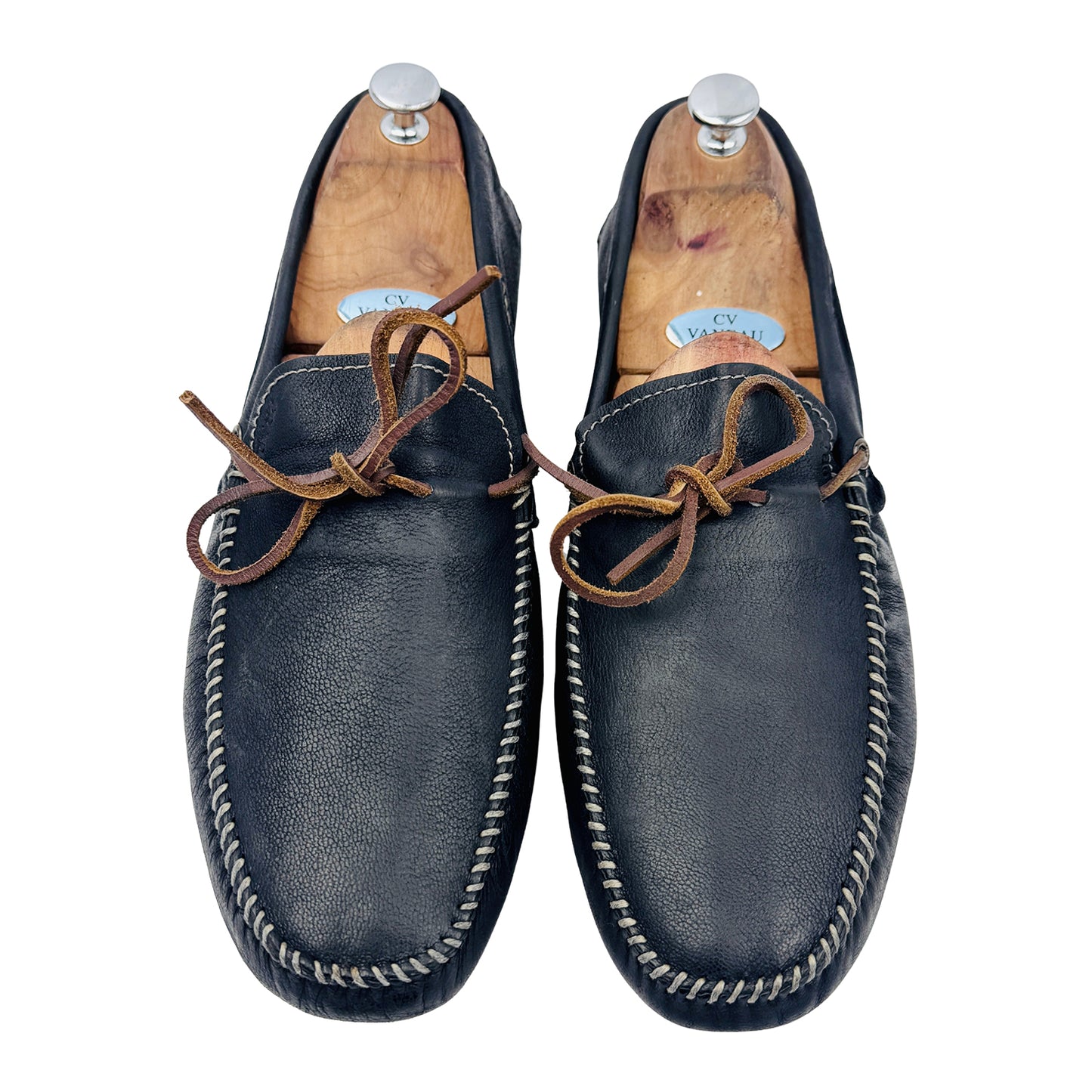 Prada Blue Saffiano Leather Driver Loafers (Size 44) - 2DD 017