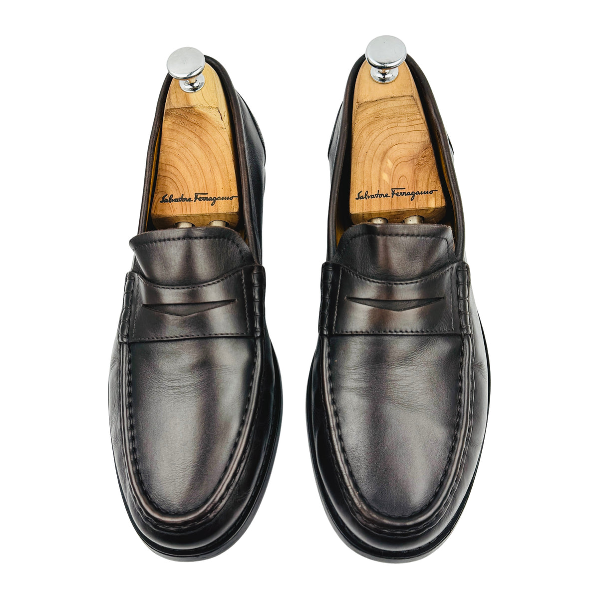 Massimo Dutti Dark Brown Leather Penny Loafers (Size 42/42.5)