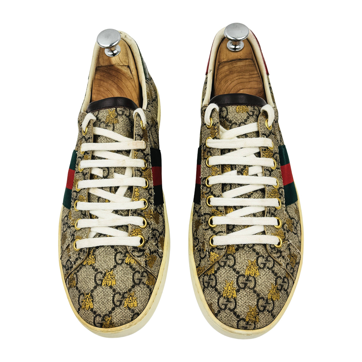 Gucci Ace GG Supreme 'Bees' Ebony Gold Sneakers (Size 41/41.5)
