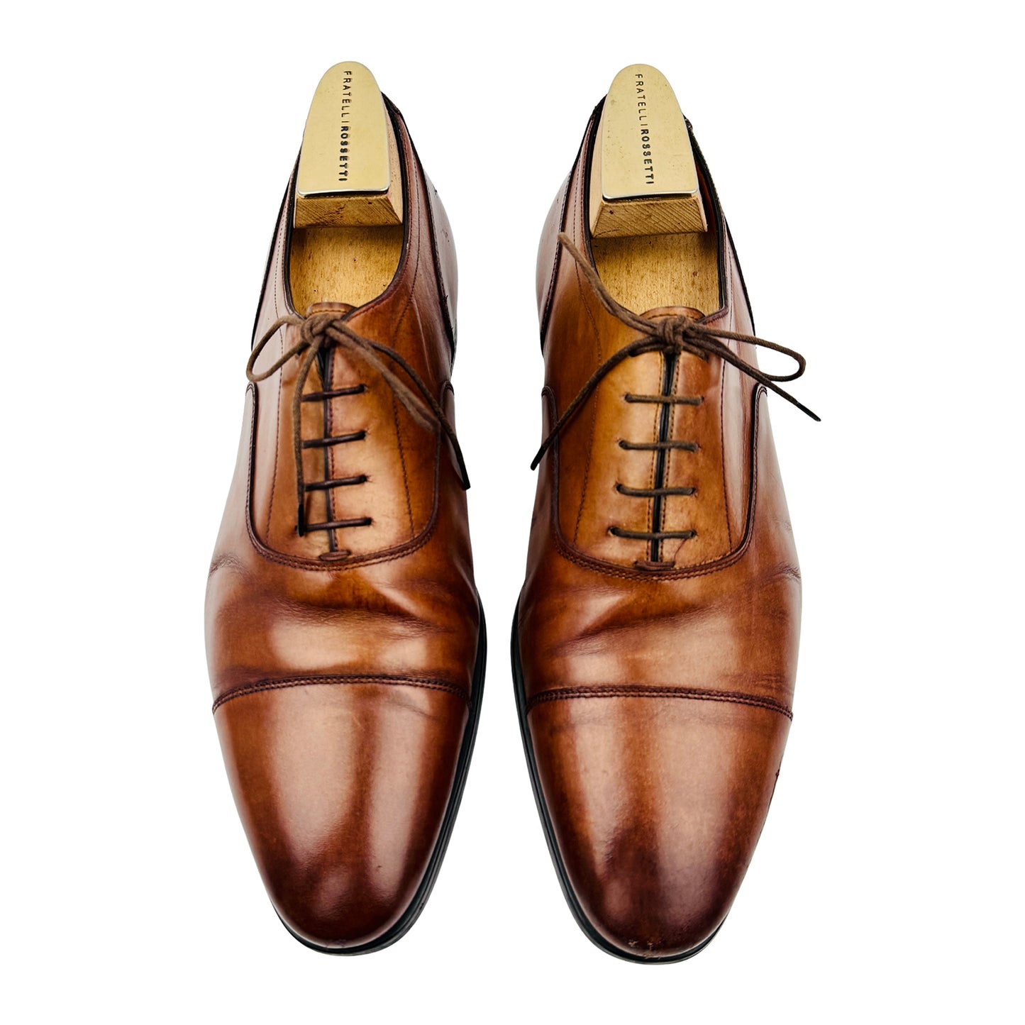 Santoni Men's Brown Leather Cap-Toe Oxfords (Size 44/44.5)