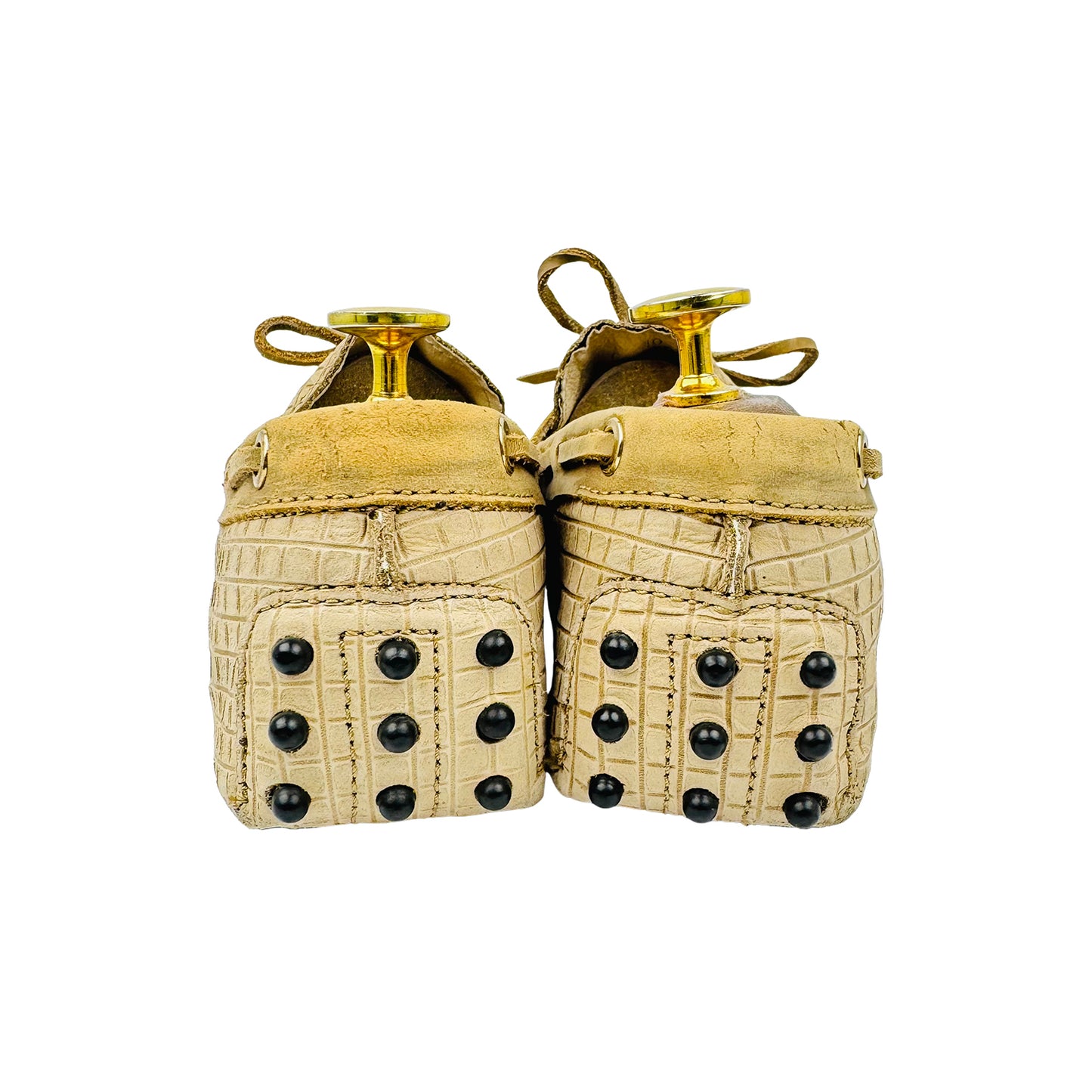 Tod’s Beige Croc-Embossed Nubuck Driving Loafers (Size 40/40.5)