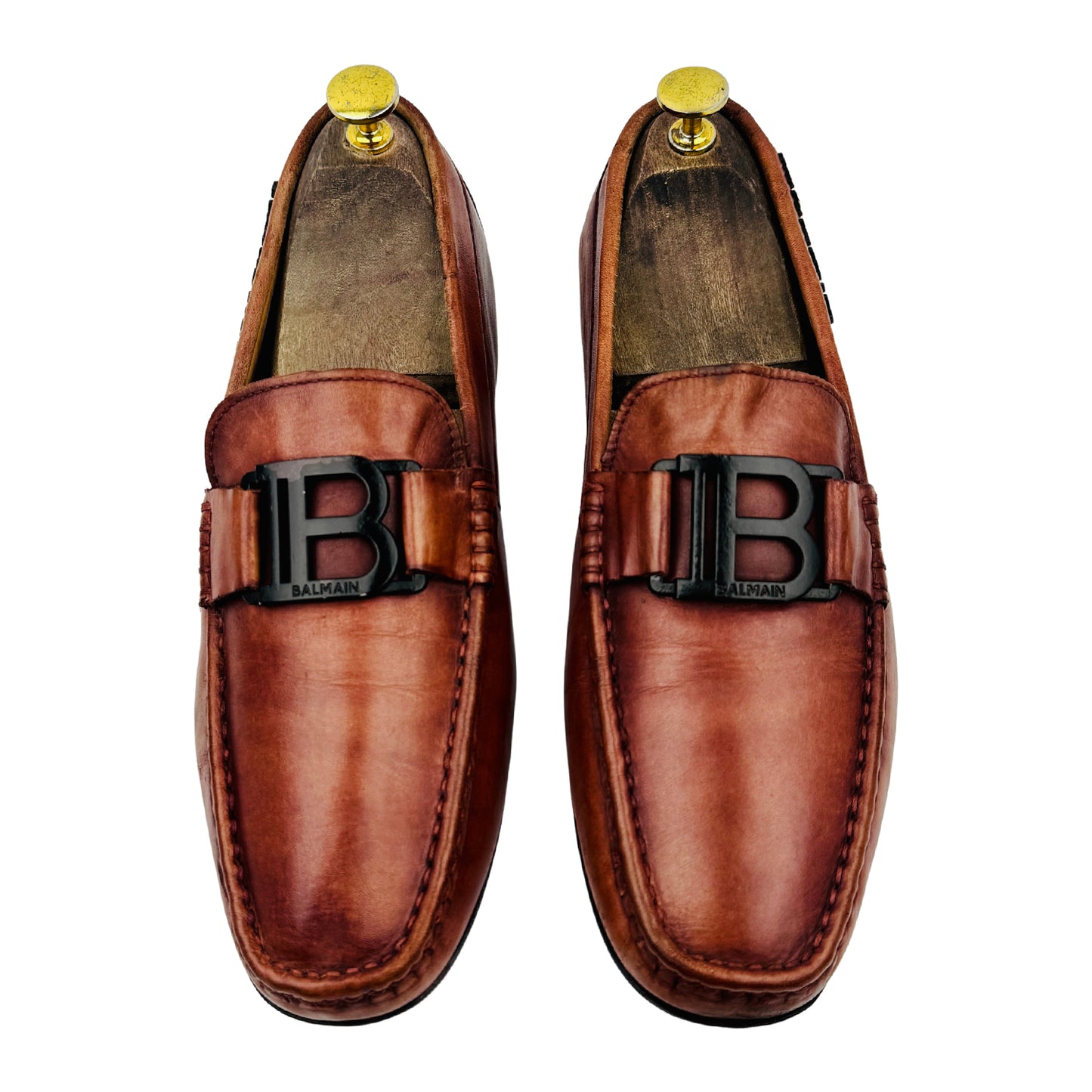 Balmain Paris B Monogram Brown Loafers (Size 42.5)