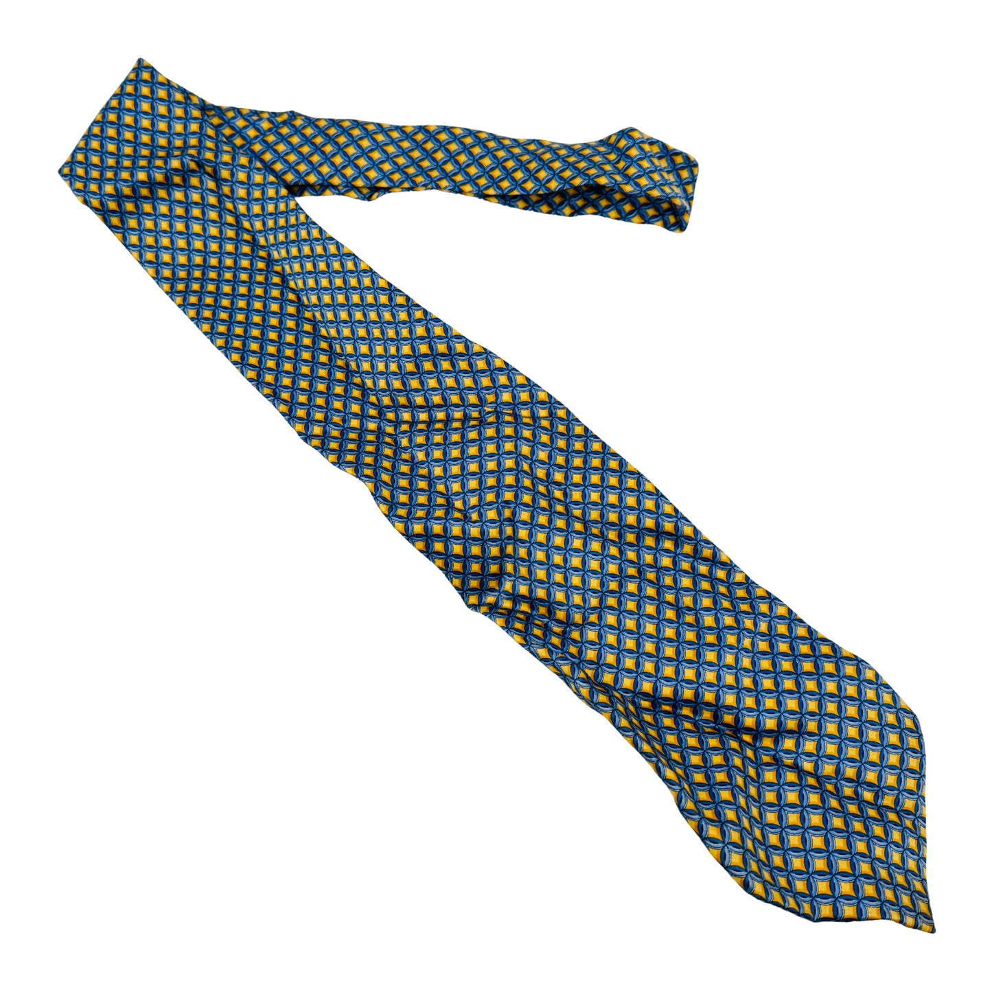 Yves Saint Laurent Yellow 'Geometric Pattern' Silk Tie (Size Regular)