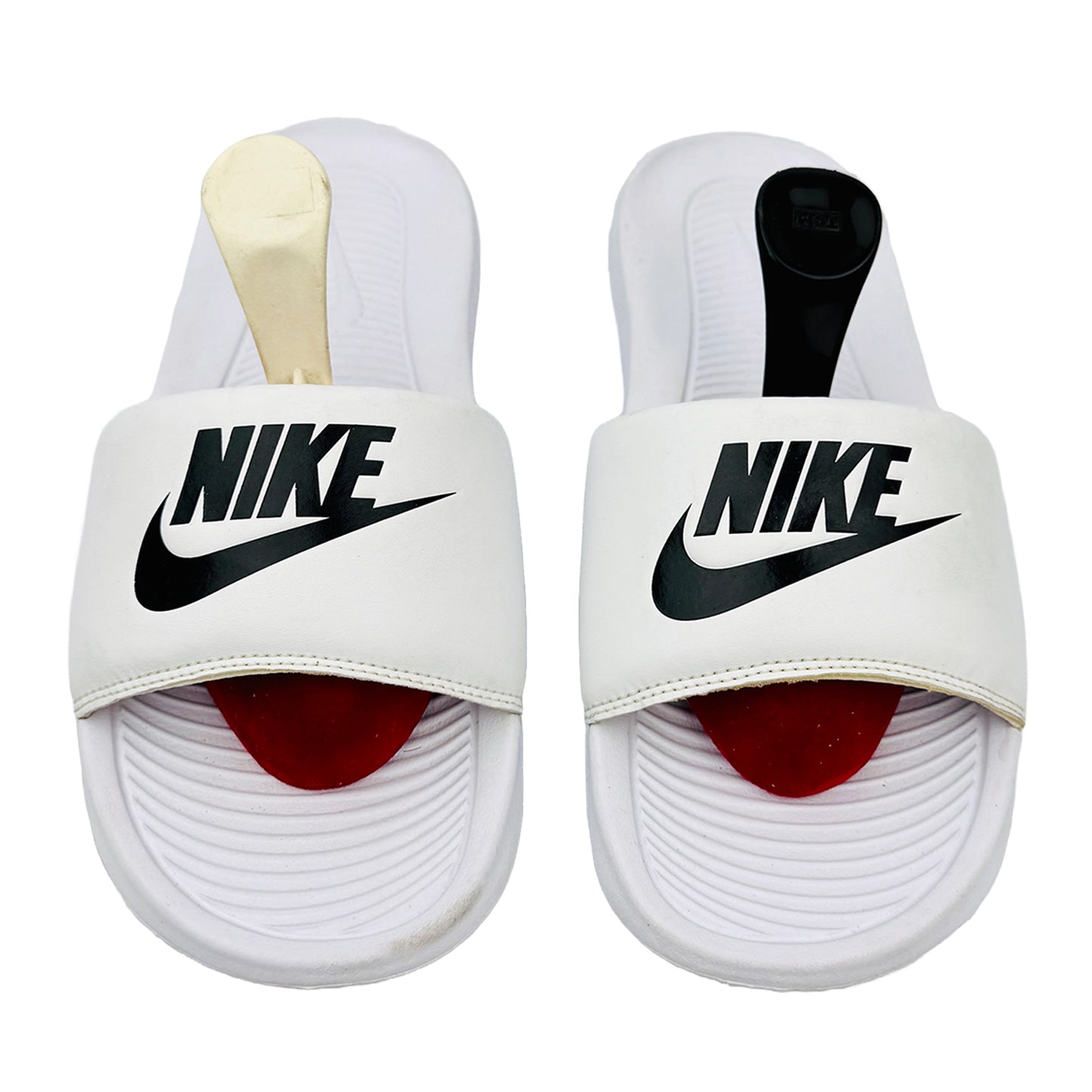 Front image of Nike Victori One White Slides (Size 38) - CN9677-100